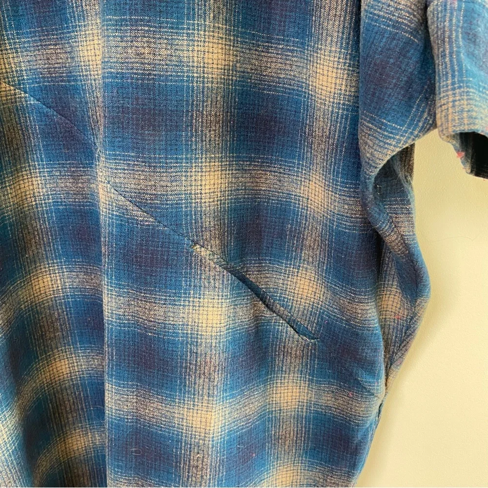 Wool Handmade Dress Blue Plaid Medium